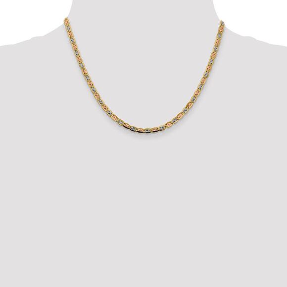 3.75mm 14k Gold Tri-Color Solid Fancy Anchor Chain Necklace, 18 Inch - Picture 3 of 8